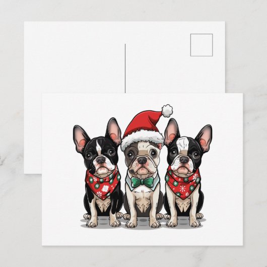 Kerst Boston Terrier Honden Feestdagenkaart (Voorkant / Achterkant)