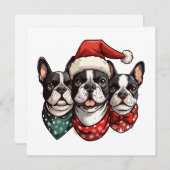 Kerst Boston Terrier Honden Feestdagenkaart (Voorkant / Achterkant)
