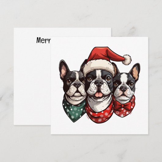 Kerst Boston Terrier Honden Feestdagenkaart (Voorkant / Achterkant)