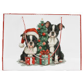 Kerst Boston Terrier Honden Groot Cadeauzakje (Achterkant)