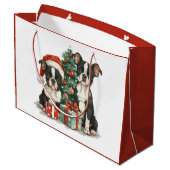 Kerst Boston Terrier Honden Groot Cadeauzakje (Achterkant Gekanteld)