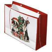 Kerst Boston Terrier Honden Groot Cadeauzakje (Voorkant Gekanteld)