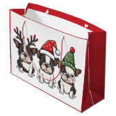 Kerst Boston Terrier Honden Groot Cadeauzakje (Achterkant Gekanteld)