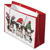 Kerst Boston Terrier Honden Groot Cadeauzakje (Voorkant Gekanteld)
