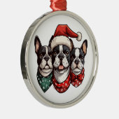 Kerst Boston Terrier Honden Metalen Ornament (Rechts)