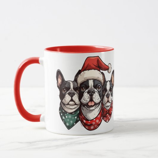 Kerst Boston Terrier Honden Mok (Links)