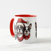 Kerst Boston Terrier Honden Mok (Voorkant links)