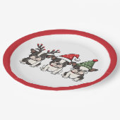 Kerst Boston Terrier Honden Papieren Bordje (Gekanteld)