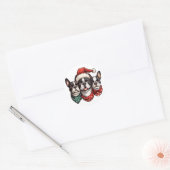 Kerst Boston Terrier Honden Ronde Sticker (Envelop)