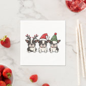 Kerst Boston Terrier Honden Servet (Insitu)