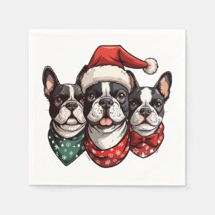 Kerst Boston Terrier Honden Servet