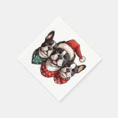 Kerst Boston Terrier Honden Servet (Hoek)