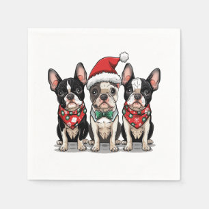 Kerst Boston Terrier Honden Servet