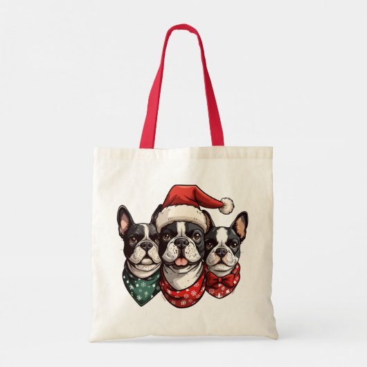 Kerst Boston Terrier Honden Tote Bag (Achterkant)