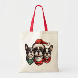 Kerst Boston Terrier Honden Tote Bag