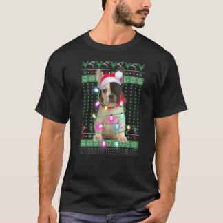 Kerst Boston Terrier in Santa Hat Xmas Ugly SW T-shirt