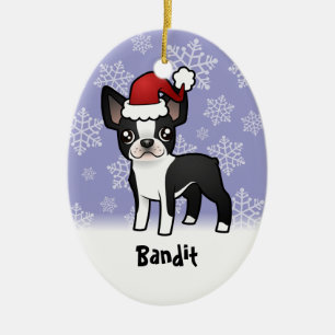 Kerst Boston Terrier (voeg je huisdiernaam toe) Keramisch Ornament