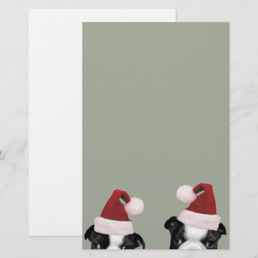 Kerst Boston Terriers Briefpapier (Voorkant / Achterkant)