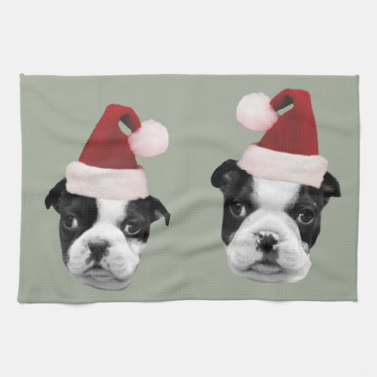 Kerst Boston Terriers Theedoek (Horizontaal)