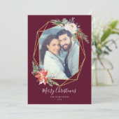 Kerst Botanicals Geometrisch Rood Foto Feestdagenkaart (Staand voorkant)