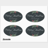 Kerst Botanicals Kerstcadeau Ovale Sticker (Vel)