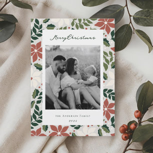 Kerst Botanicals Tweezijdige Familie Foto Feestdagenkaart