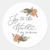 Kerst Botanisch Cadeaupapier  Ronde Sticker (Voorkant)