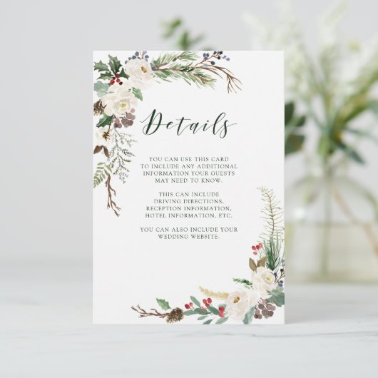 Kerst botanisch | Details huwelijksgast Kaart (Staand voorkant)