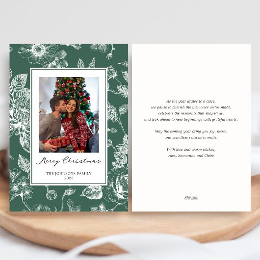 Kerst botanisch feestdagenkaart