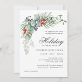 Kerst botanisch groen bedrijfspartij kaart (Voorkant)