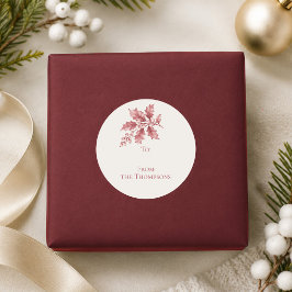 Kerst Botanisch Groen Elegant Rood Ronde Sticker
