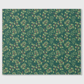 Kerst Botanisch groen en rode bessen Cadeaupapier (Vlak)