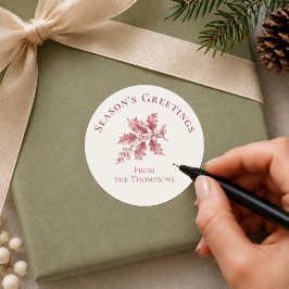 Kerst Botanisch Groen Seizoensgroeten Ronde Sticker