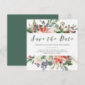 Kerst botanisch | Kerstscript Save the Date Kaart (Voorkant / Achterkant)