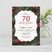Kerst Botanische 70ste verjaardag Kaart (Staand voorkant)