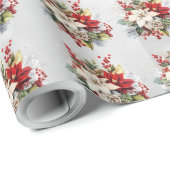 Kerst Botanische Bloemen Patroon Cadeaupapier (Rol Hoek)