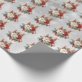 Kerst Botanische Bloemen Patroon Cadeaupapier (Hoek)