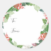 Kerst Botanische Cadeausticker Ronde Sticker (Voorkant)