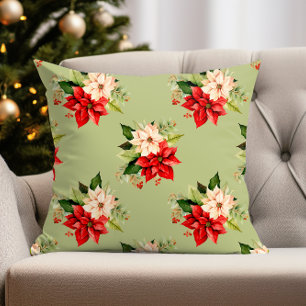 Kerst Botanische Elegantie met Poinsettia Kussen