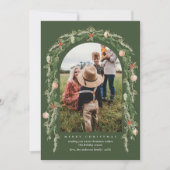 Kerst Botanische en Bloemengroen Fotokaart Feestdagenkaart (Voorkant)