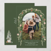 Kerst Botanische en Bloemengroen Fotokaart Feestdagenkaart (Voorkant / Achterkant)