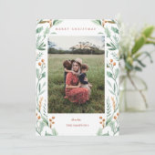 Kerst Botanische en bloemengroene fotokaart Kaart (Staand voorkant)