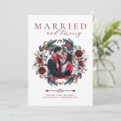 Kerst botanische getrouwde en vrolijke foto feestdagenkaart (Staand voorkant)