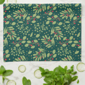 Kerst Botanische Greenery Berry Classic Theedoek (Gevouwen)