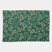 Kerst Botanische Greenery Berry Classic Theedoek (Horizontaal)