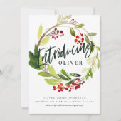 Kerst botanische introductie geboorte aankondiging (Voorkant)