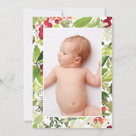 Kerst botanische introductie geboorte aankondiging (Achterkant)