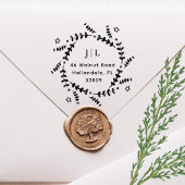 Kerst Botanische Krans Initialen Retouradres Zelfinktende Stempel