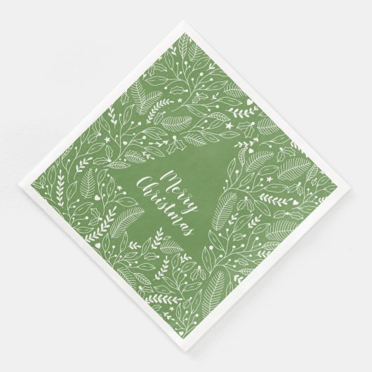 Kerst/Botanische lijn Kunst/kerstboom Servet (Hoek)