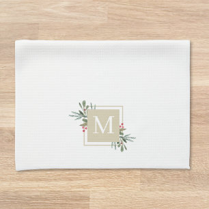 Kerst Botanische Monogram Theedoek